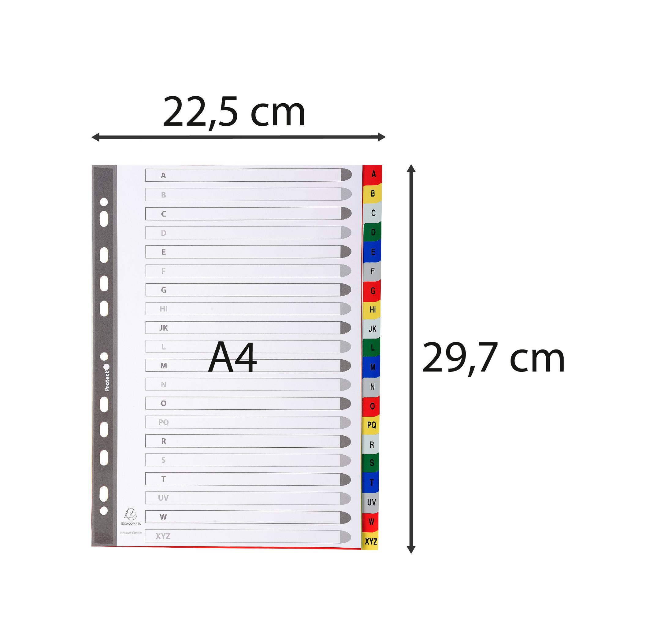 Exacompta Divisori alfabetici 20 tasti A-Z polipropilene colori A4 120 micron - A4 - x 20  