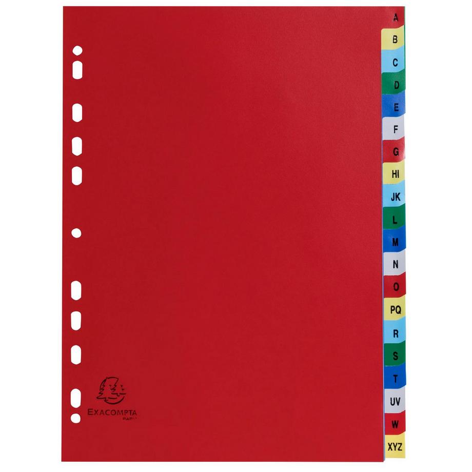 Intercalaires imprimés alphabétiques PP couleurs 12/100 AZ - A4 - x 20
