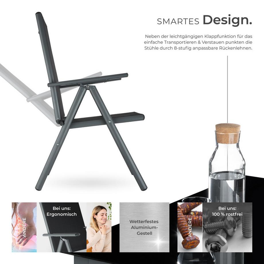 Tectake Aluminium Sitzgruppe Ercolano für 6 Personen wetterfest  