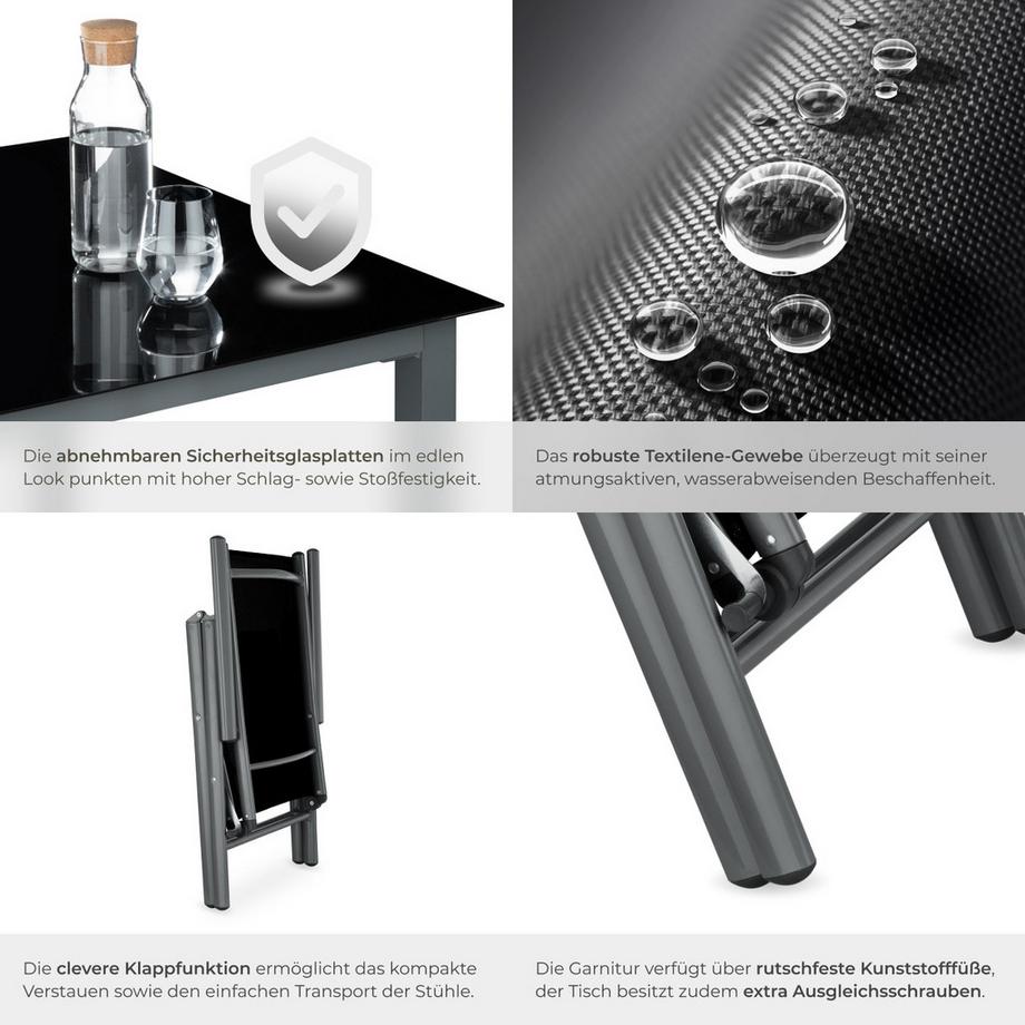 Tectake Aluminium Sitzgruppe Ercolano für 6 Personen wetterfest  