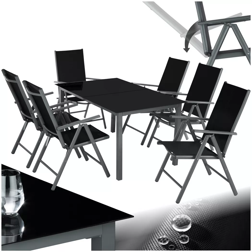 Tectake - Salon de jardin aluminium 6 places - gris anthracite