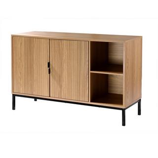 Calicosy Buffet 2 portes 2 niches ouvertes effet bois rainuré L110 cm - TARA  