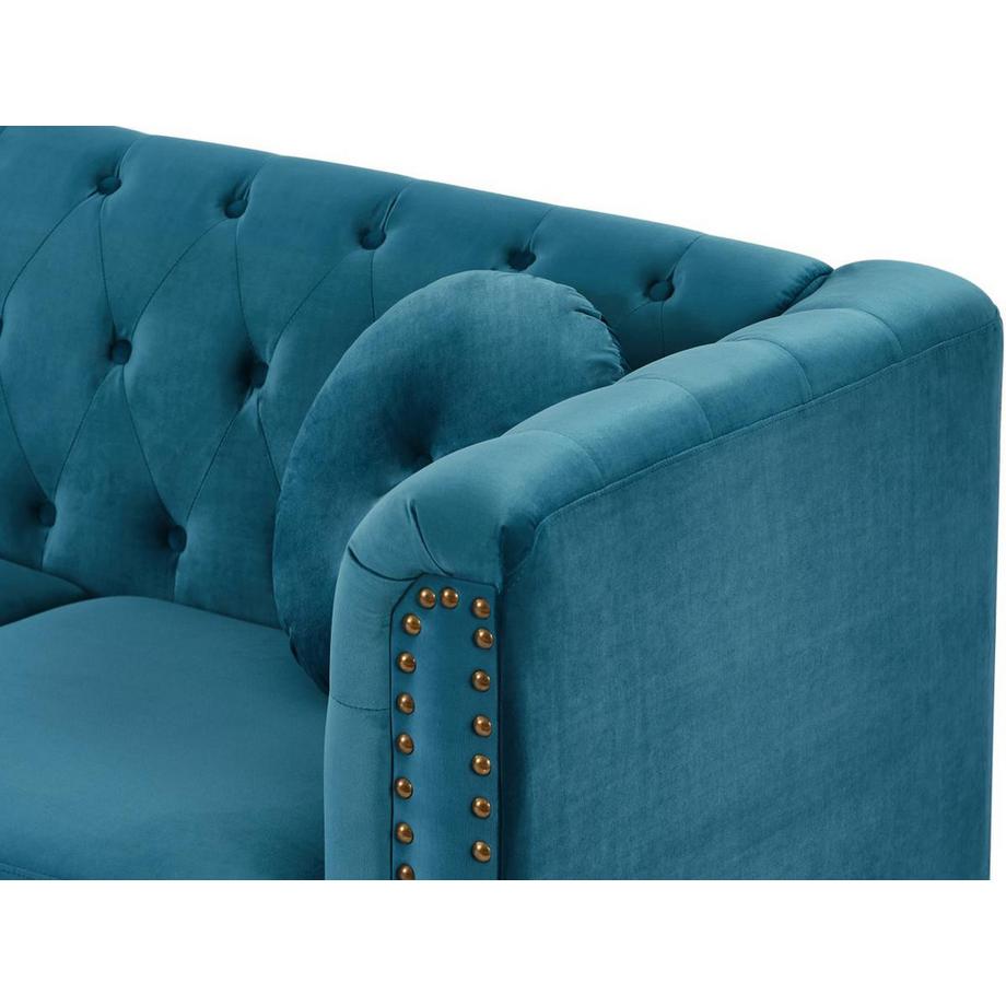 Vente-unique Canapé d'angle réversible en velours bleu canard TURNER  