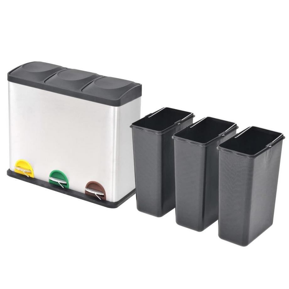 VidaXL Poubelle à ordures acier inoxydable  