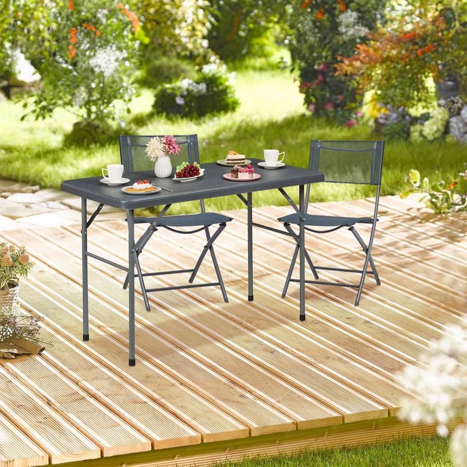 B2X Runder Gartentisch in Rattanoptik  