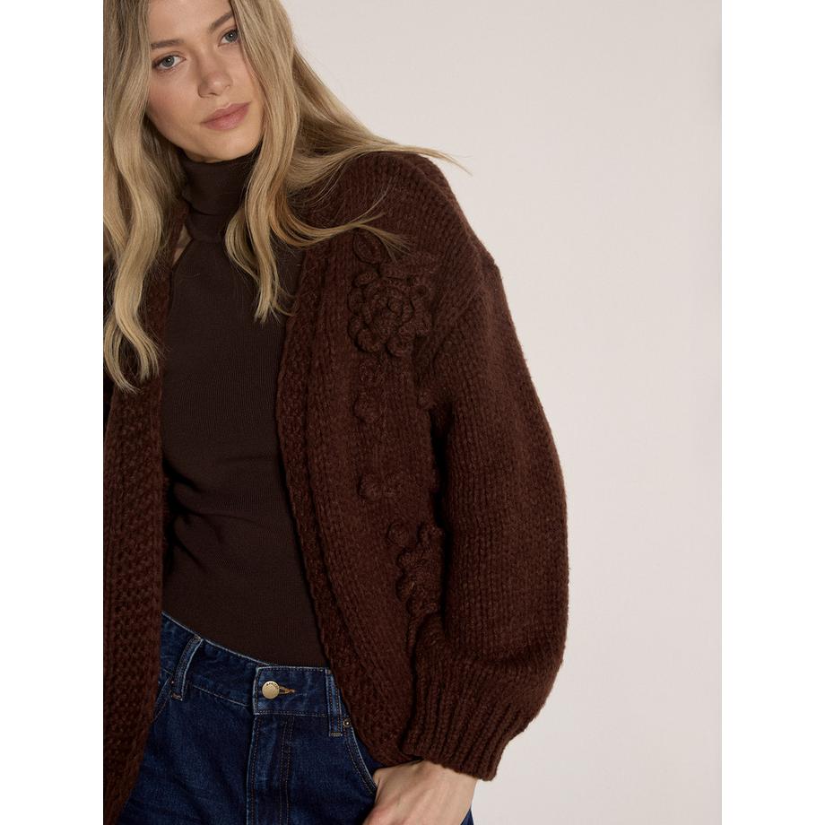 APRICOT Strickjacke mit Rosenapplikation  