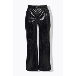 Ulla Popken  Pantalon large en similicuir Mary, gaufrage croco 