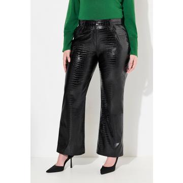 Pantalon large en similicuir Mary, gaufrage croco