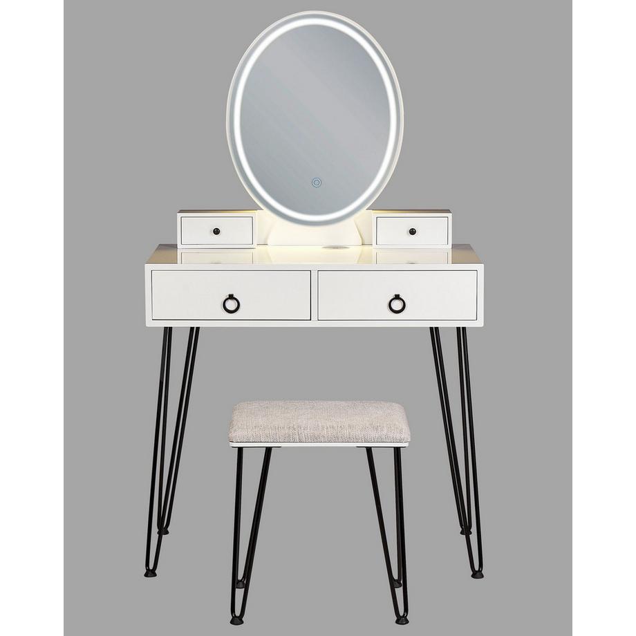 Beliani  Schminktisch mit Spiegel und Hocker aus MDF-Platte Glamourös SOYE 