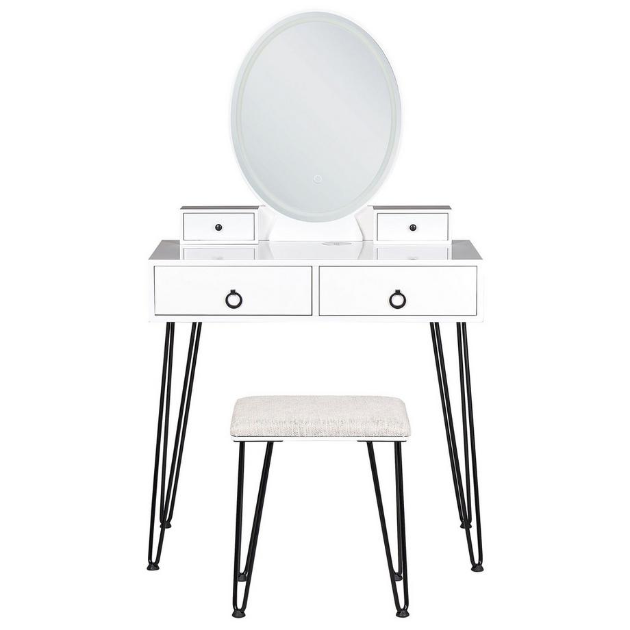 Beliani  Schminktisch mit Spiegel und Hocker aus MDF-Platte Glamourös SOYE 