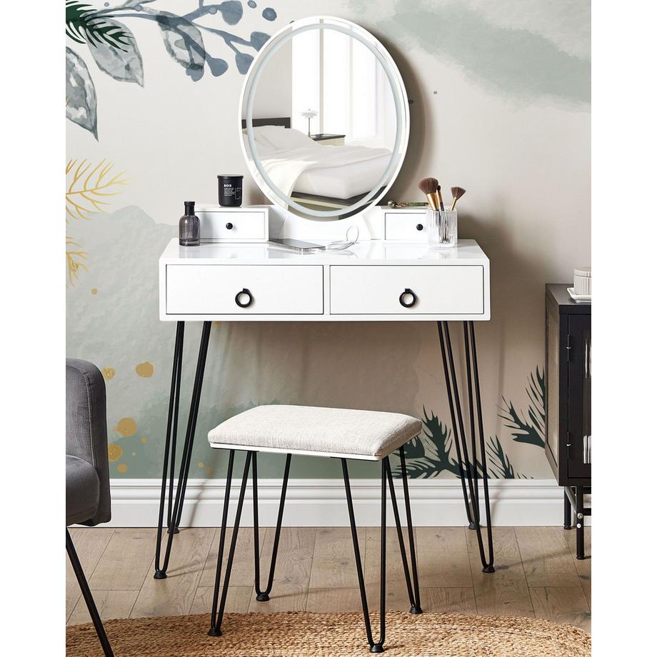 Beliani  Schminktisch mit Spiegel und Hocker aus MDF-Platte Glamourös SOYE 