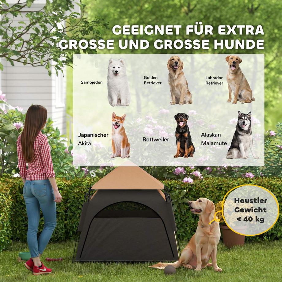 Northio  Haustierzelt, Hundezelt, Katzenhaus im Freien, Hundehaus mit Meshfenster, Hunde Tipi Zelt mit Tragetasche, Sonnendach für Hinterhof, Wohnzimmer, Dunkelbraun Aosom 