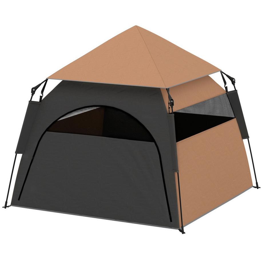 Northio  Haustierzelt, Hundezelt, Katzenhaus im Freien, Hundehaus mit Meshfenster, Hunde Tipi Zelt mit Tragetasche, Sonnendach für Hinterhof, Wohnzimmer, Dunkelbraun Aosom 