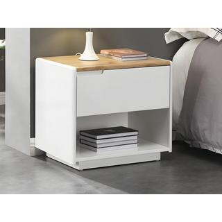 Vente-unique 2er-Set Nachttische mit 1 Schublade & 1 Ablage - MDF - Weiß lackiert & Eichefarben - AMANI  