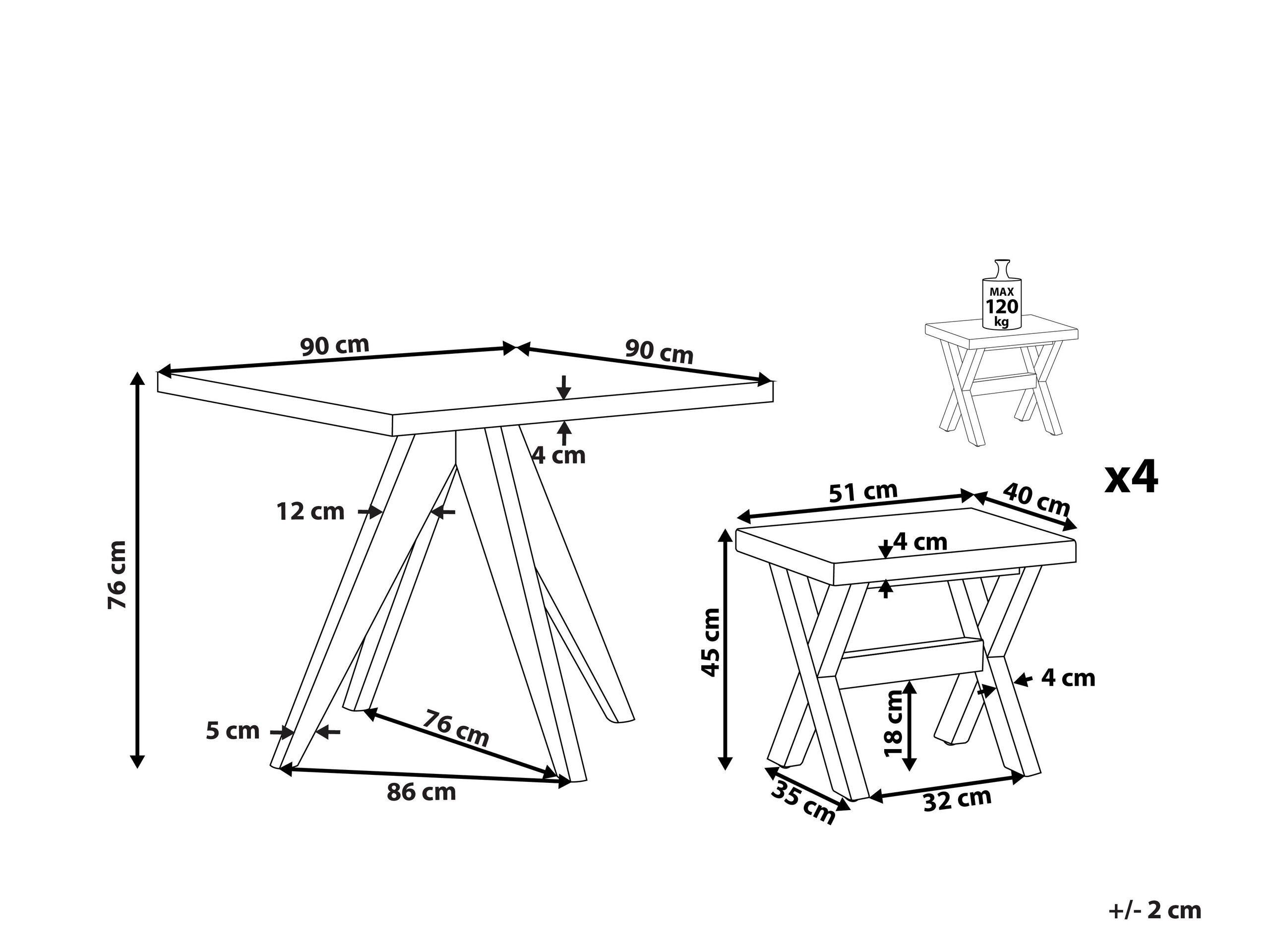 Beliani Gartentisch Set aus Faserzement Industriell OLBIA  