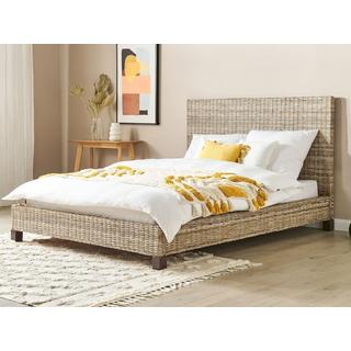 Beliani Bett mit Lattenrost aus Rattan Boho SALBRIS  