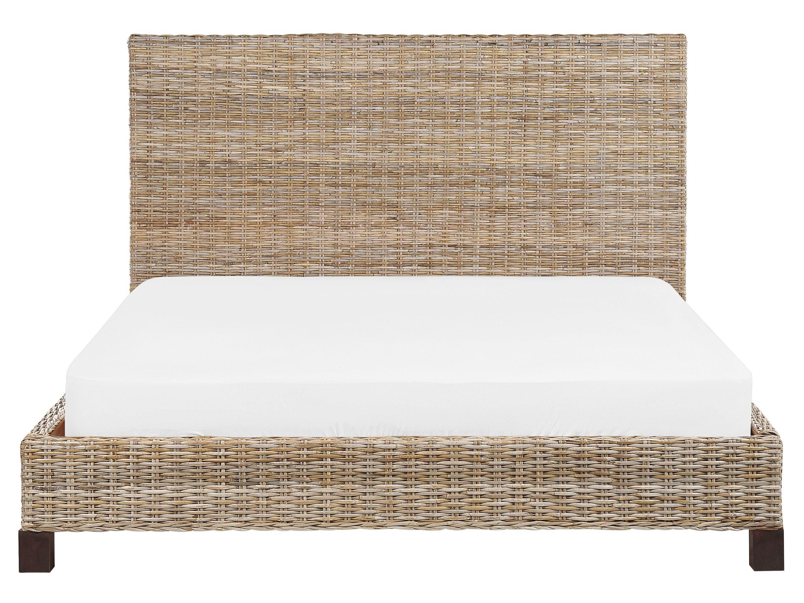 Beliani Bett mit Lattenrost aus Rattan Boho SALBRIS  