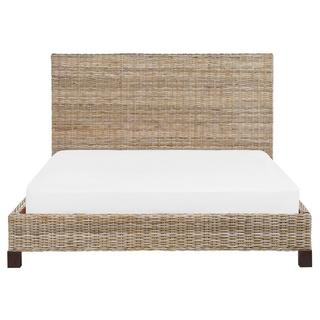 Beliani Bett mit Lattenrost aus Rattan Boho SALBRIS  