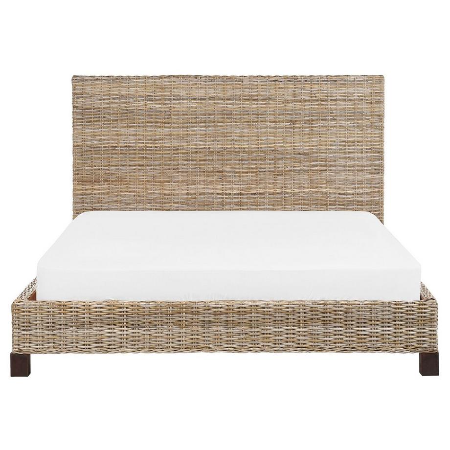 Beliani Lit à lattes en Rotin Boho SALBRIS  