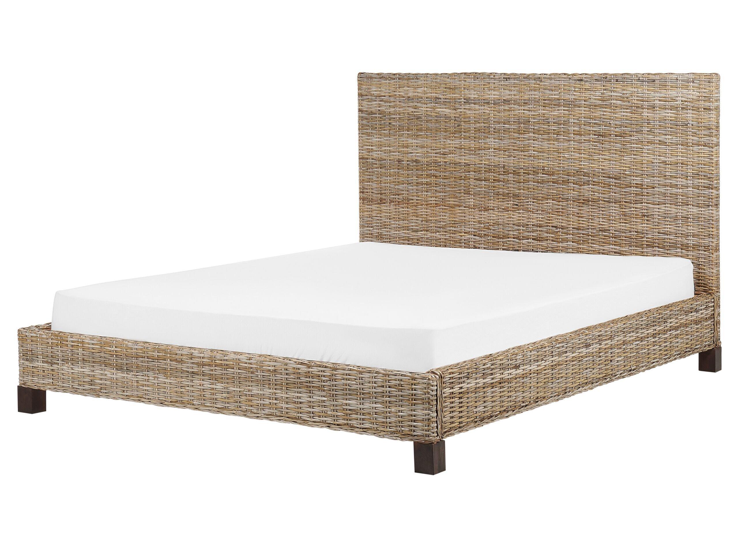 Beliani Bett mit Lattenrost aus Rattan Boho SALBRIS  