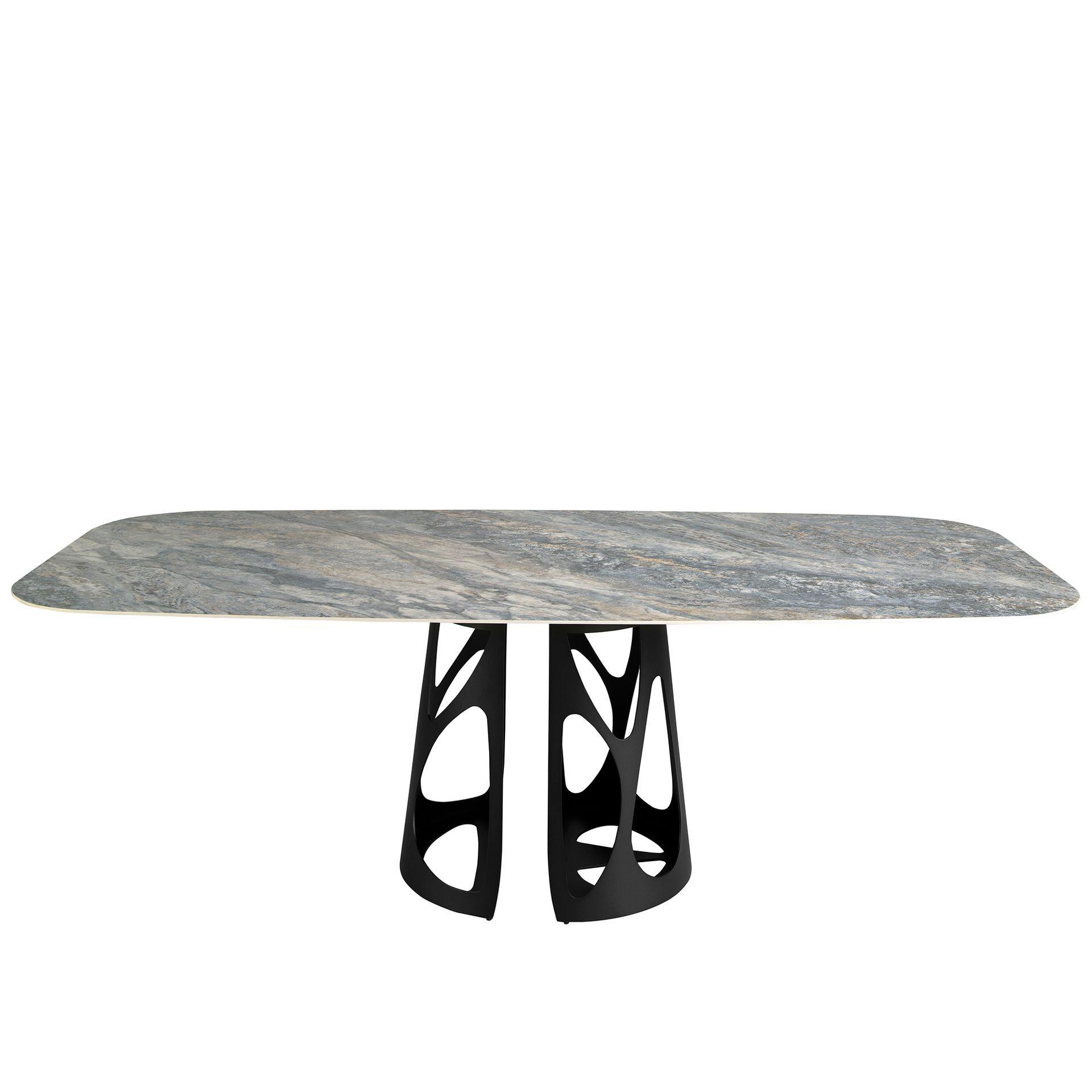 ANGEL CERDA Esstisch ovales Fass porzellanmarmor auser Epoxidstahl  