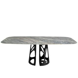 ANGEL CERDA Esstisch ovales Fass porzellanmarmor auser Epoxidstahl  