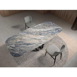 ANGEL CERDA Esstisch ovales Fass porzellanmarmor auser Epoxidstahl  