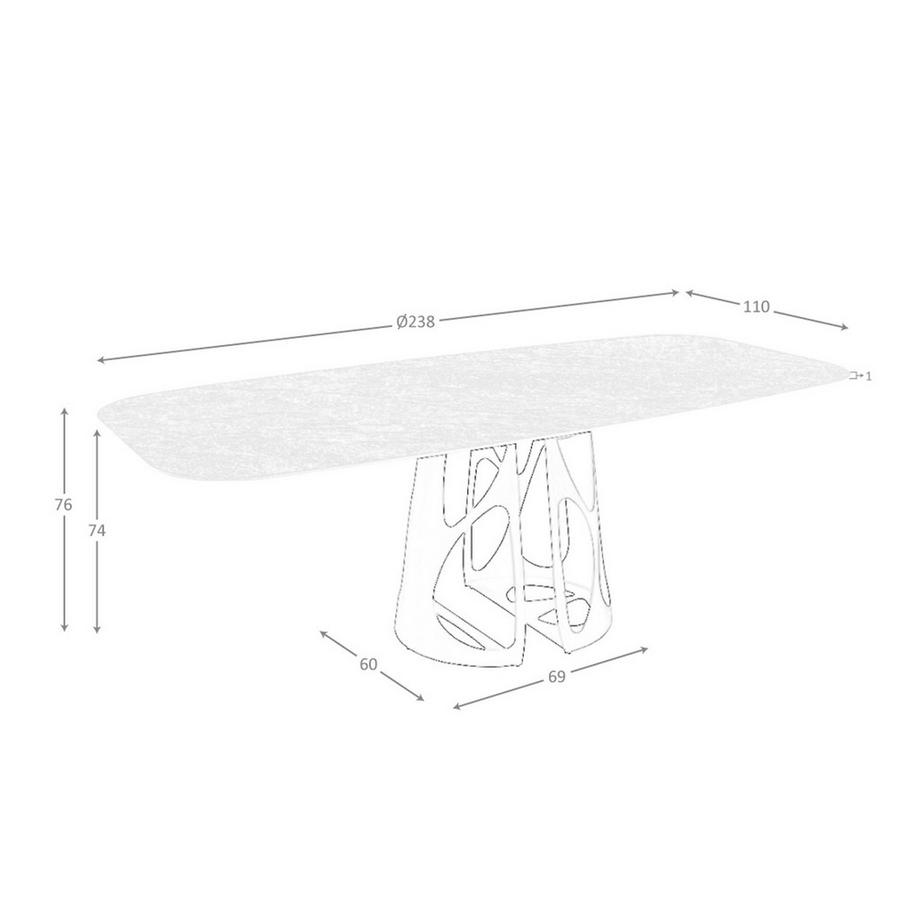 ANGEL CERDA Tavolo da pranzo barile ovale marmo porcellanato e acciaio nero  