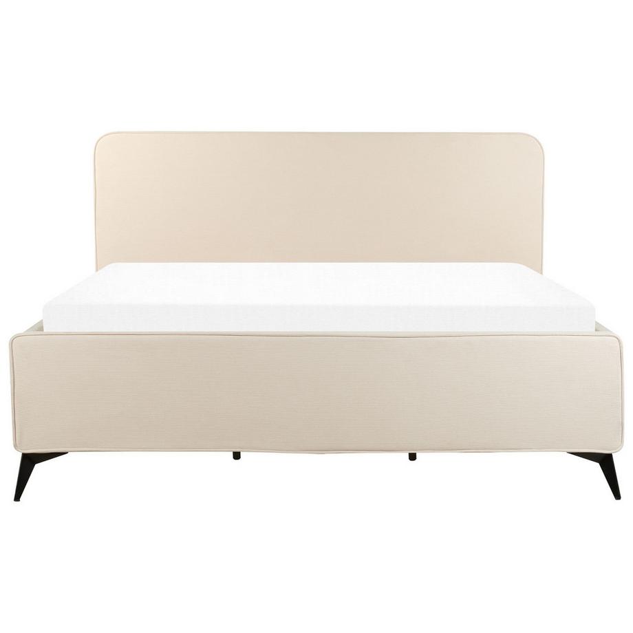 Beliani Lit avec sommier en Velours côtelé Traditionnel VALOGNES  