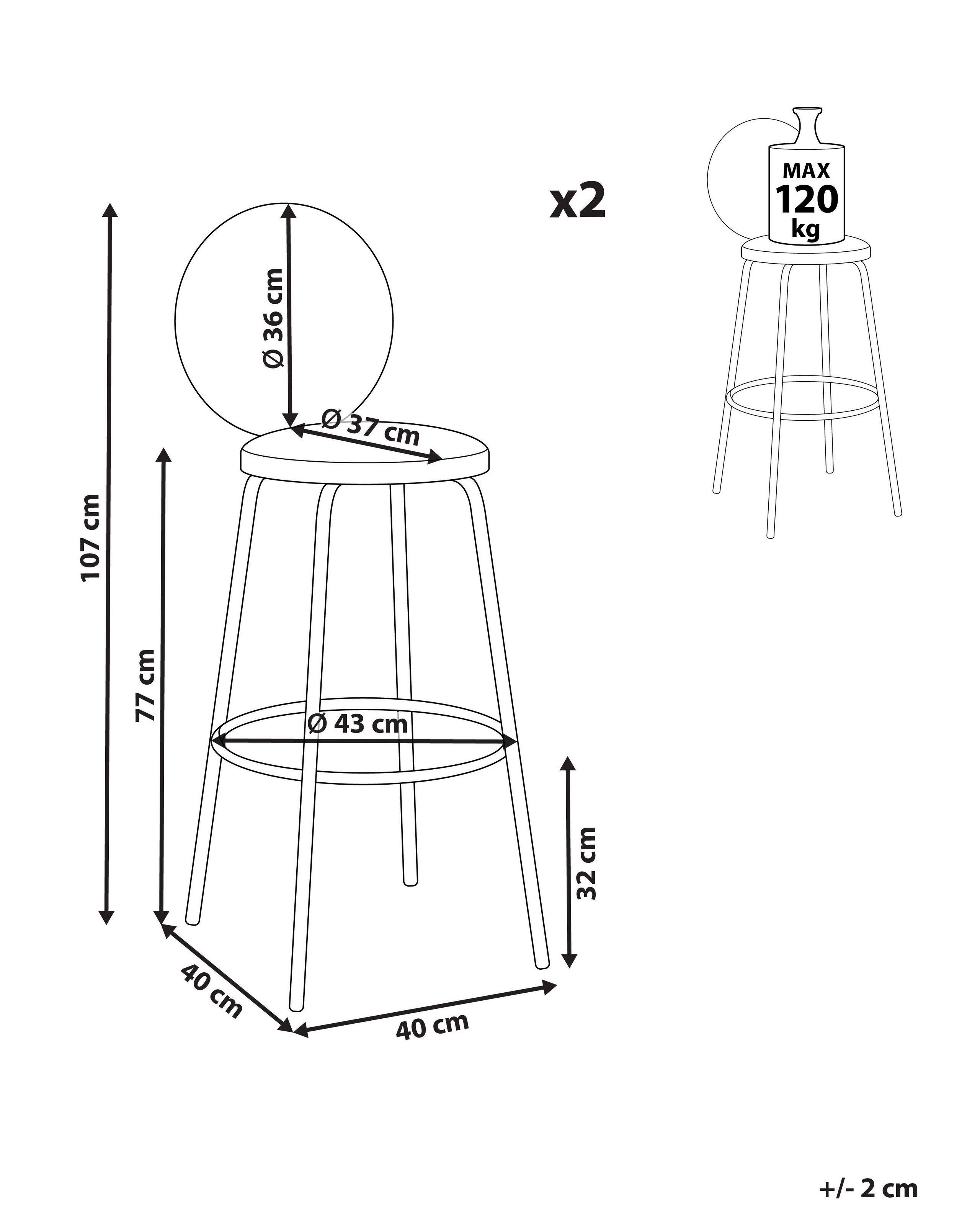 Beliani Lot de 2 chaises de bar en Bouclé Moderne EMERY  