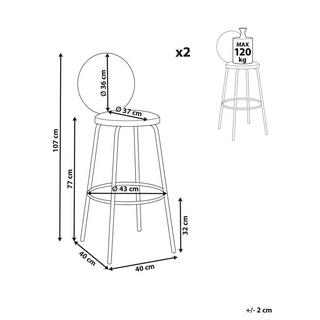 Beliani Lot de 2 chaises de bar en Bouclé Moderne EMERY  