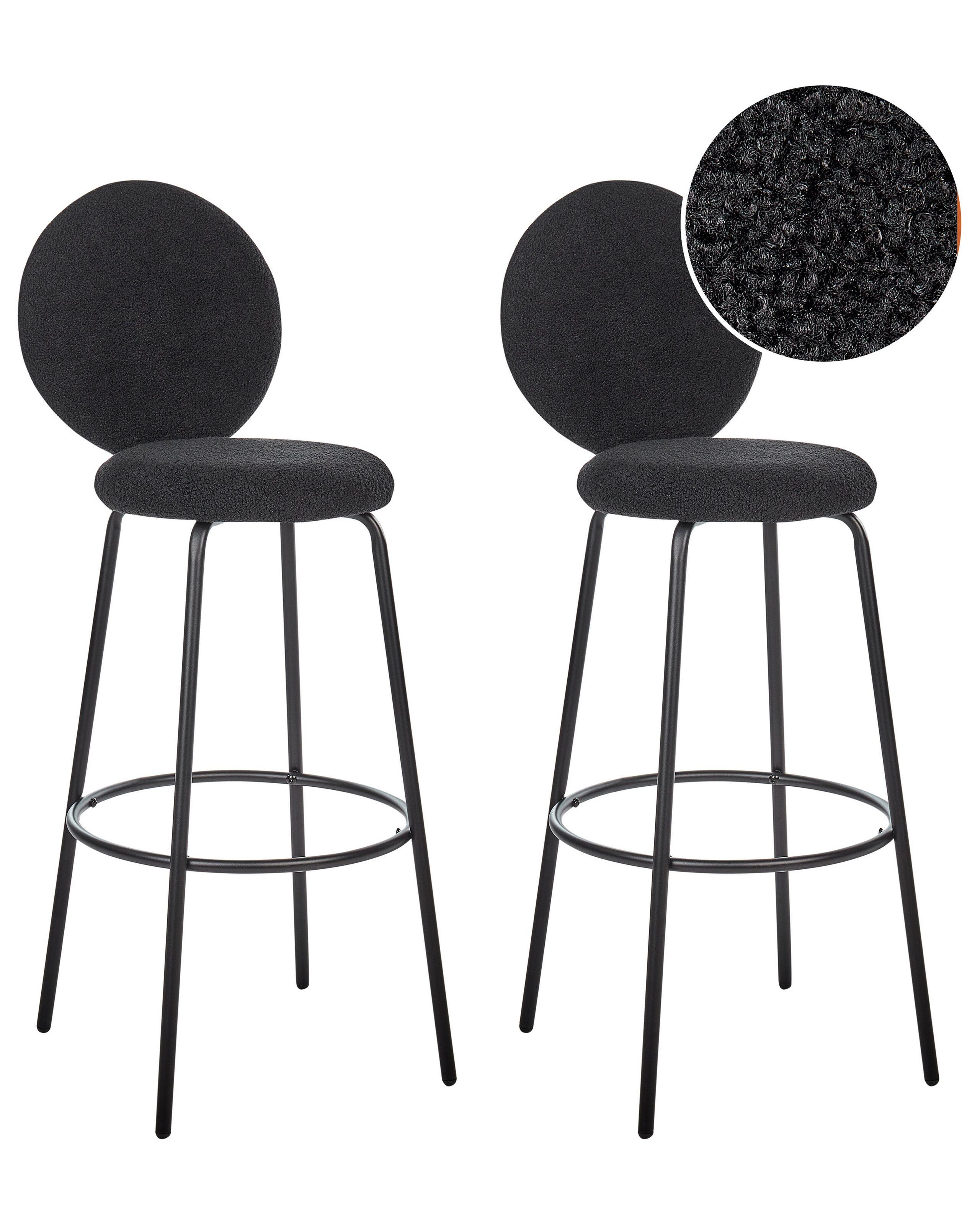 Beliani Lot de 2 chaises de bar en Bouclé Moderne EMERY  