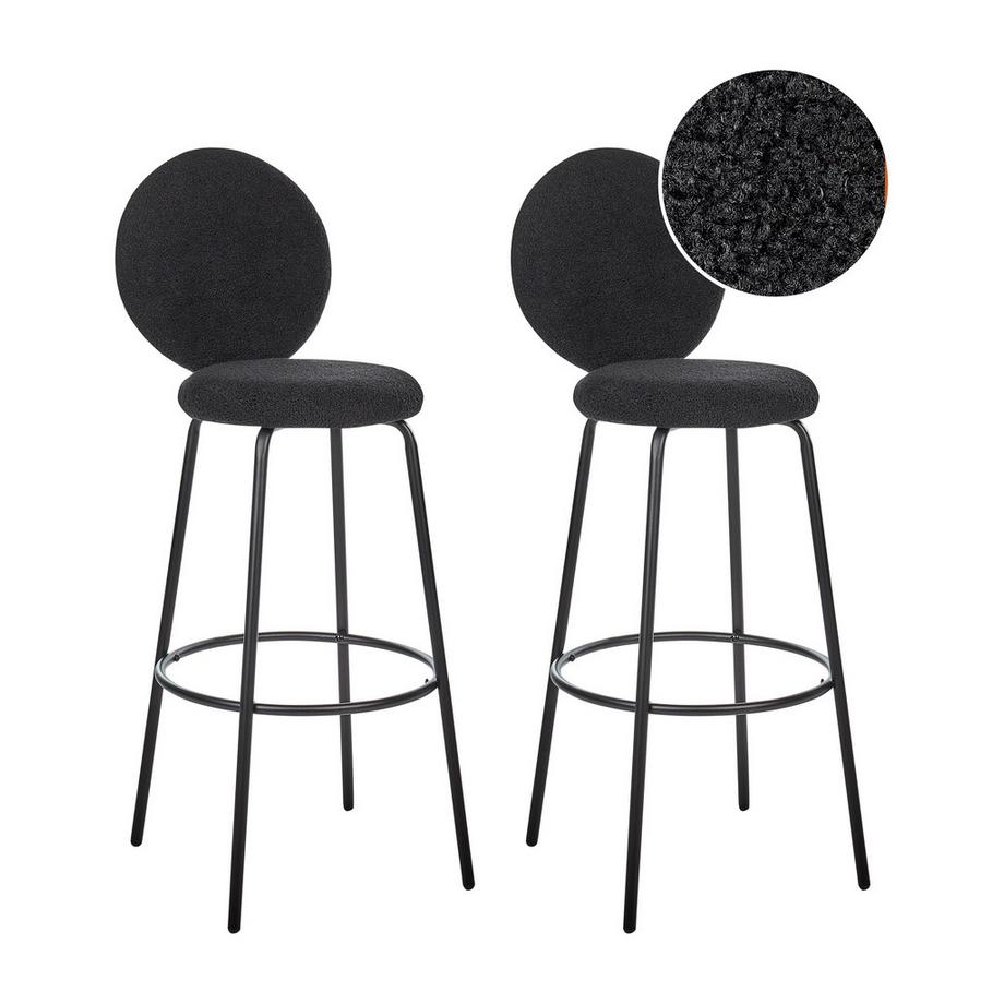 Lot de 2 chaises de bar en Bouclé  EMERY