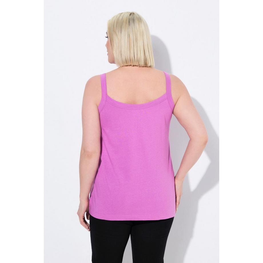 Ulla Popken Débardeur à Fines Bretelles Encolure Ronde Sans Manches Mélange de Modal  