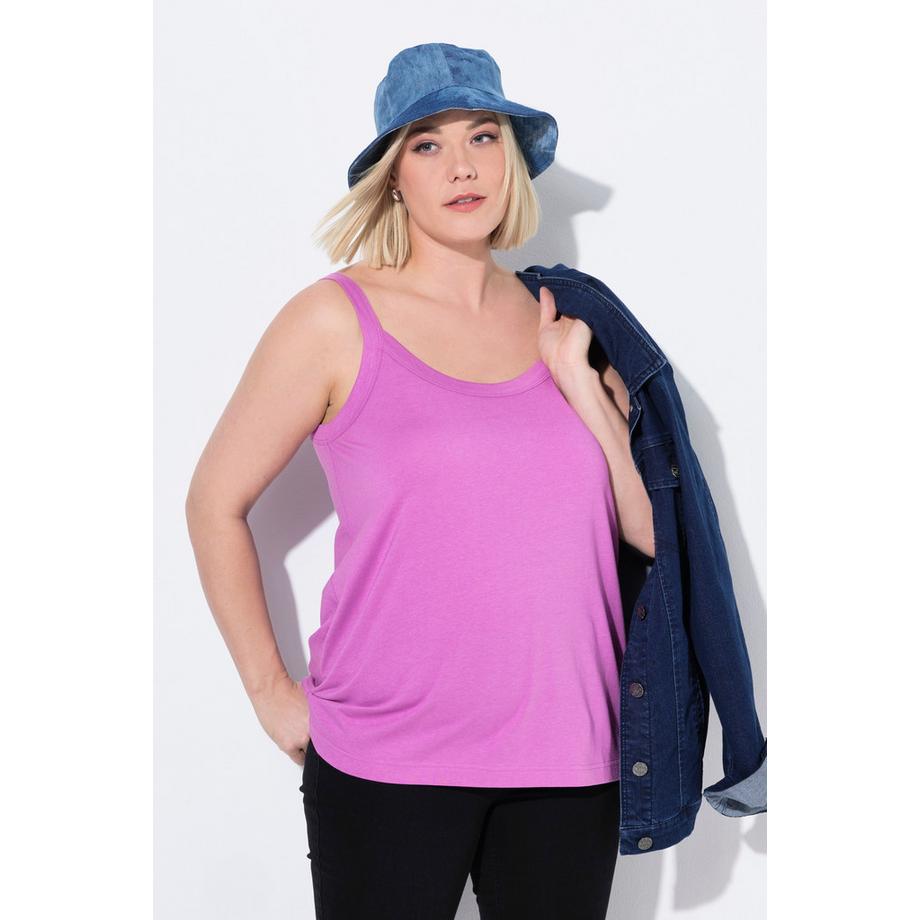 Ulla Popken Débardeur à Fines Bretelles Encolure Ronde Sans Manches Mélange de Modal  