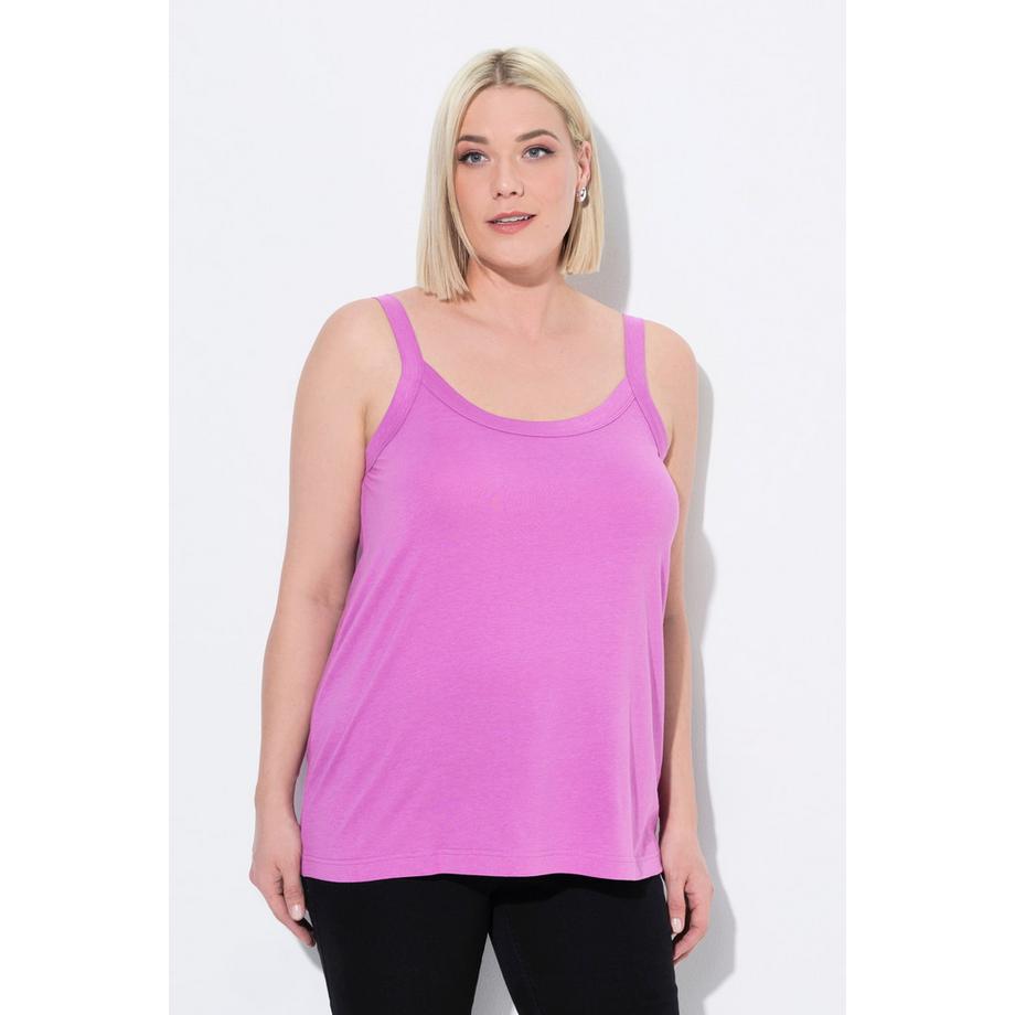 Ulla Popken Débardeur à Fines Bretelles Encolure Ronde Sans Manches Mélange de Modal  