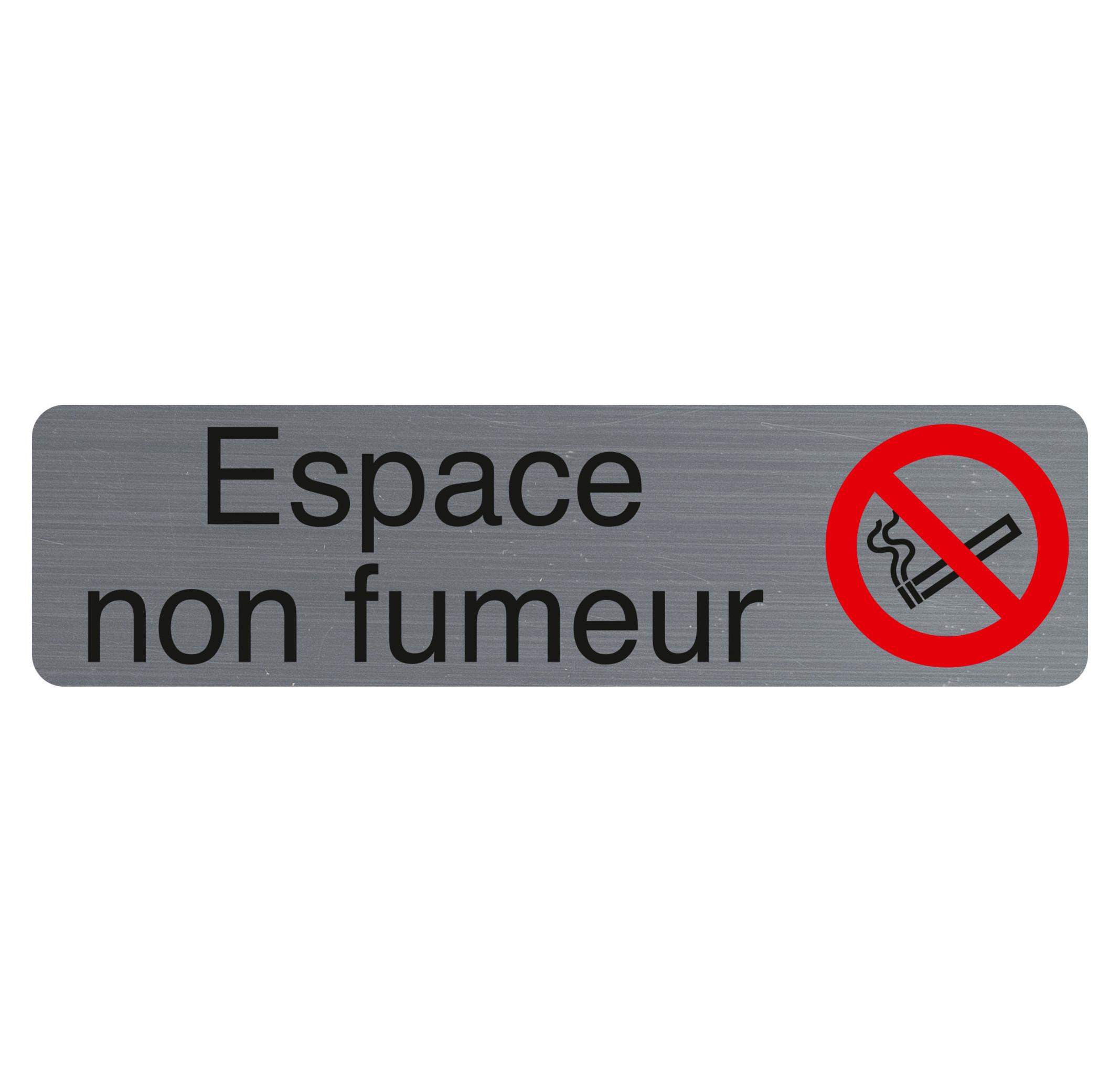 Exacompta Plaque adhésive imitation aluminium Espace non fumeurs 16,5X4,4 cm  