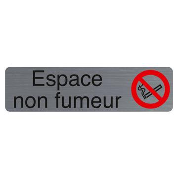 Plaque adhésive imitation aluminium Espace non fumeurs 16,5X4,4 cm