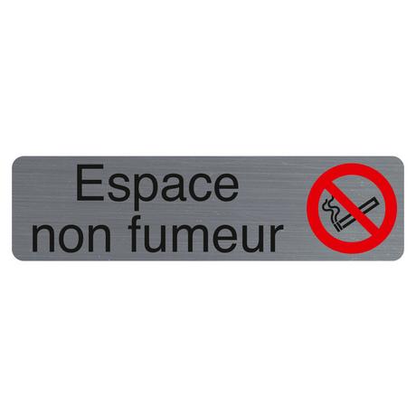 Exacompta Plaque adhésive imitation aluminium Espace non fumeurs 16,5X4,4 cm  