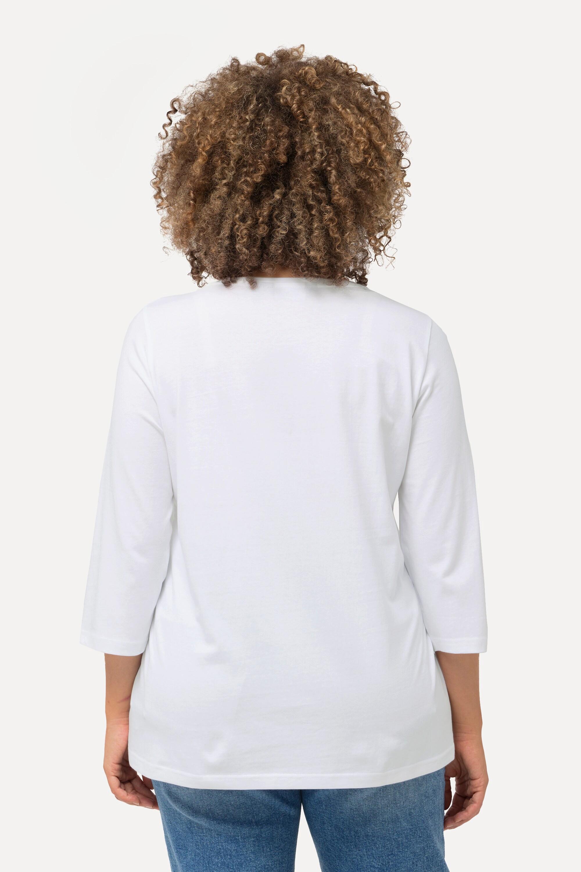 Ulla Popken  Shirt, Stadtname, V-Ausschnitt, 3/4-Arm 