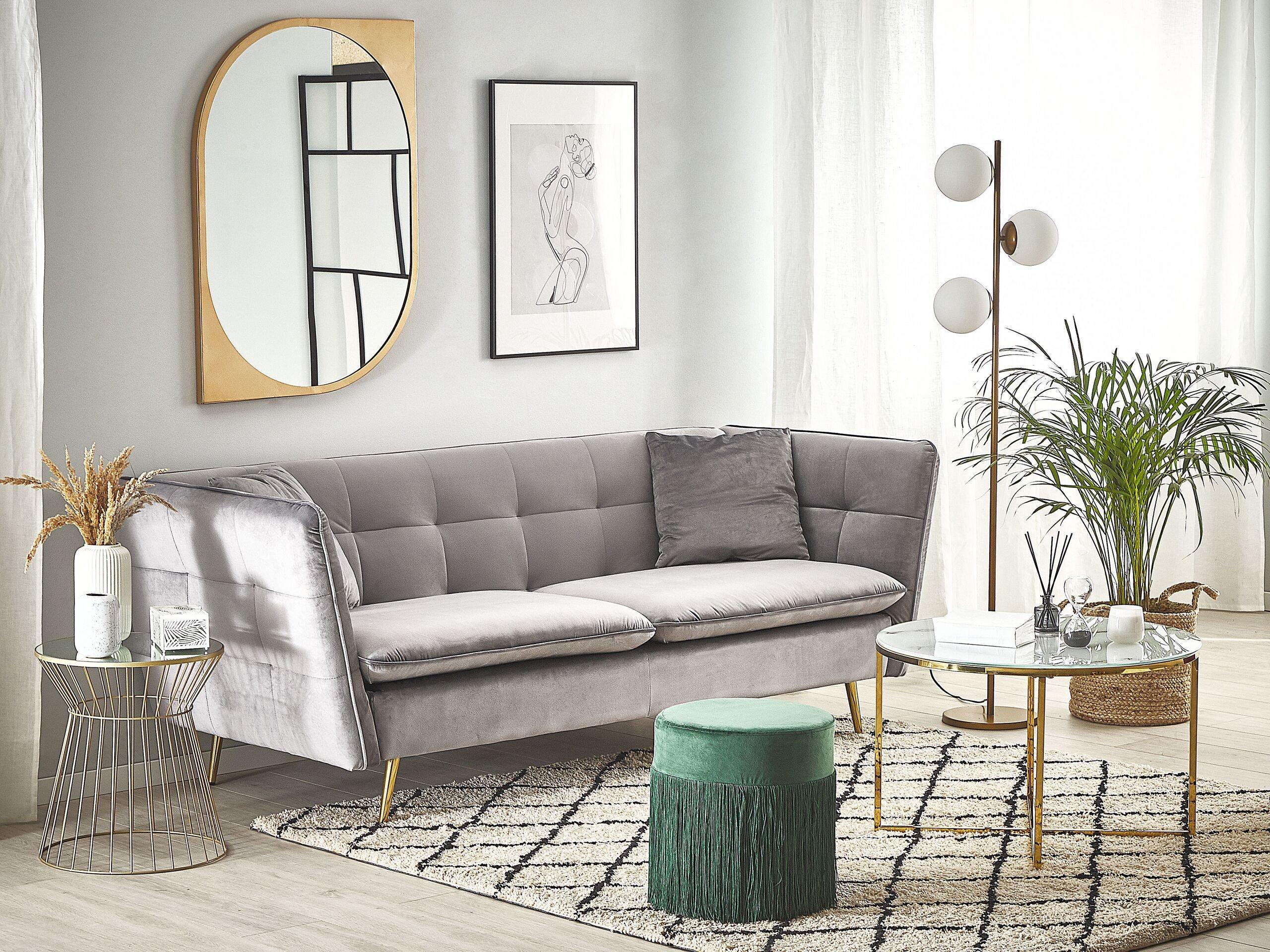 Beliani 3 Sitzer Sofa aus Samtstoff Glamourös FREDERICA  