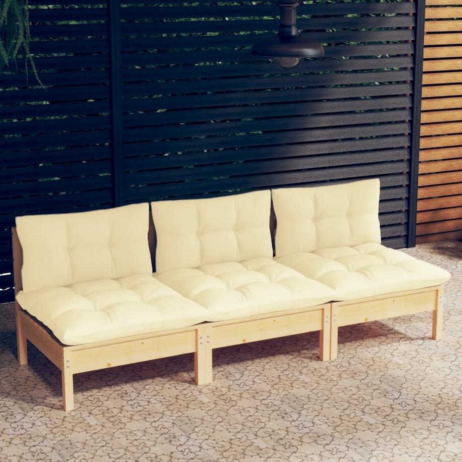VidaXL Canapé 3 places de jardin bois  