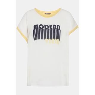 Ulla Popken  T-shirt dal taglio oversize con scritta, scollo a girocollo e mezze maniche 