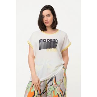 Ulla Popken  T-shirt dal taglio oversize con scritta, scollo a girocollo e mezze maniche 