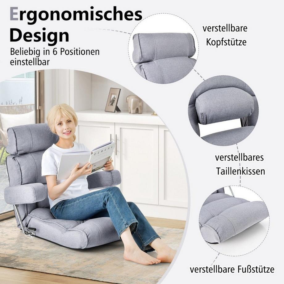 Northix Bodenstuhl klappbares Bondensofa mit verstellbarer Rückenlehne  