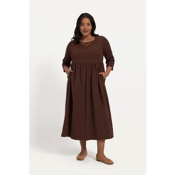 Jerseykleid, A-Line, Zierbänder, Empirenaht, Rundhals, 3/4-Arm