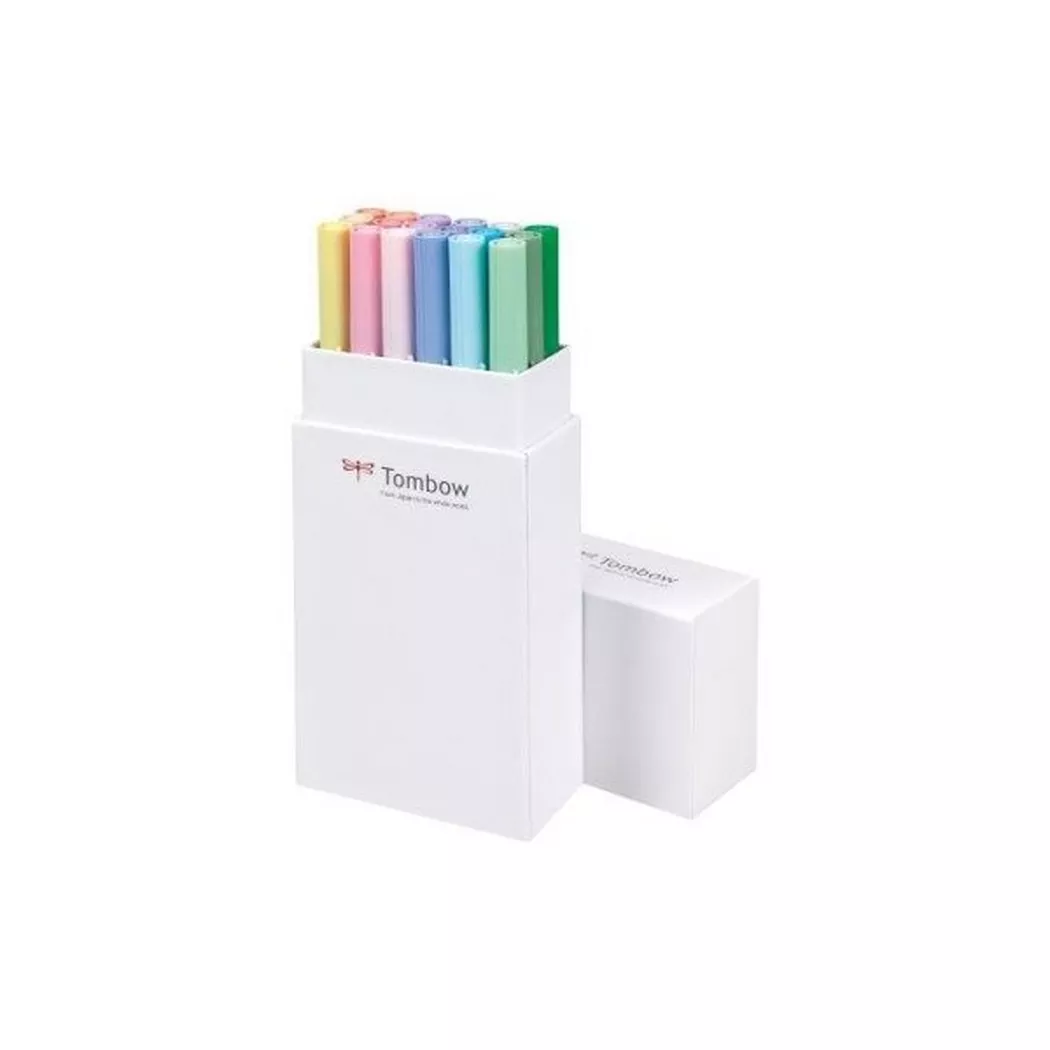 Tombow ABT Dual Brush Pen 2 Tips Pastel Assorted Colours Pack 18 -