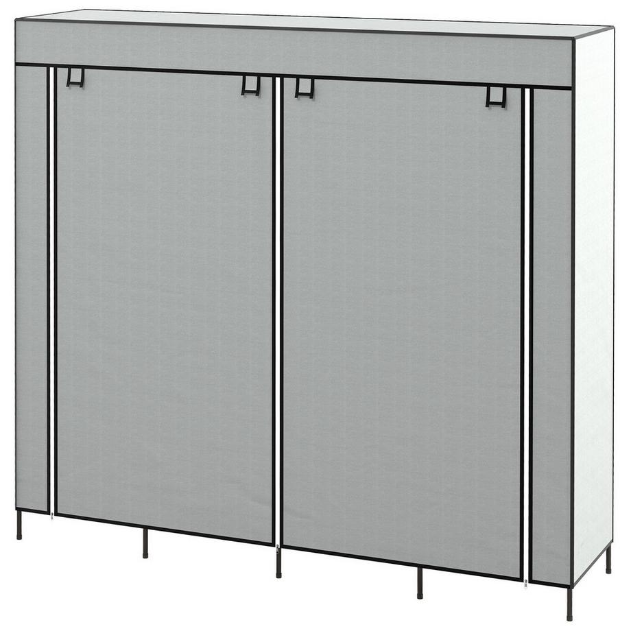 Armoire En Tissu Avec Tringle À Vêtements, 10 Compartiments, 4 Tiroirs, Armoire Aspect Polaire, Gris Foncé