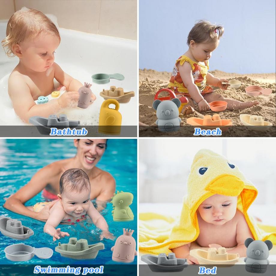 Activity-board  Baby Badespielzeug, 15 Stück Badespielzeug Baby Silikon Wasserspielzeug 
