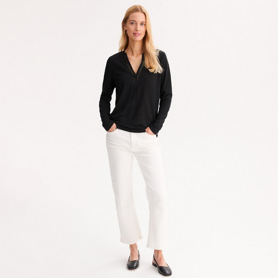 La Redoute Collections Rundhals Shirt mit Knopfleiste  